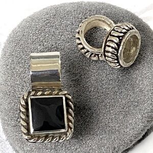 Sterling 925 Silver Black Onyx pendant & 2 spacers